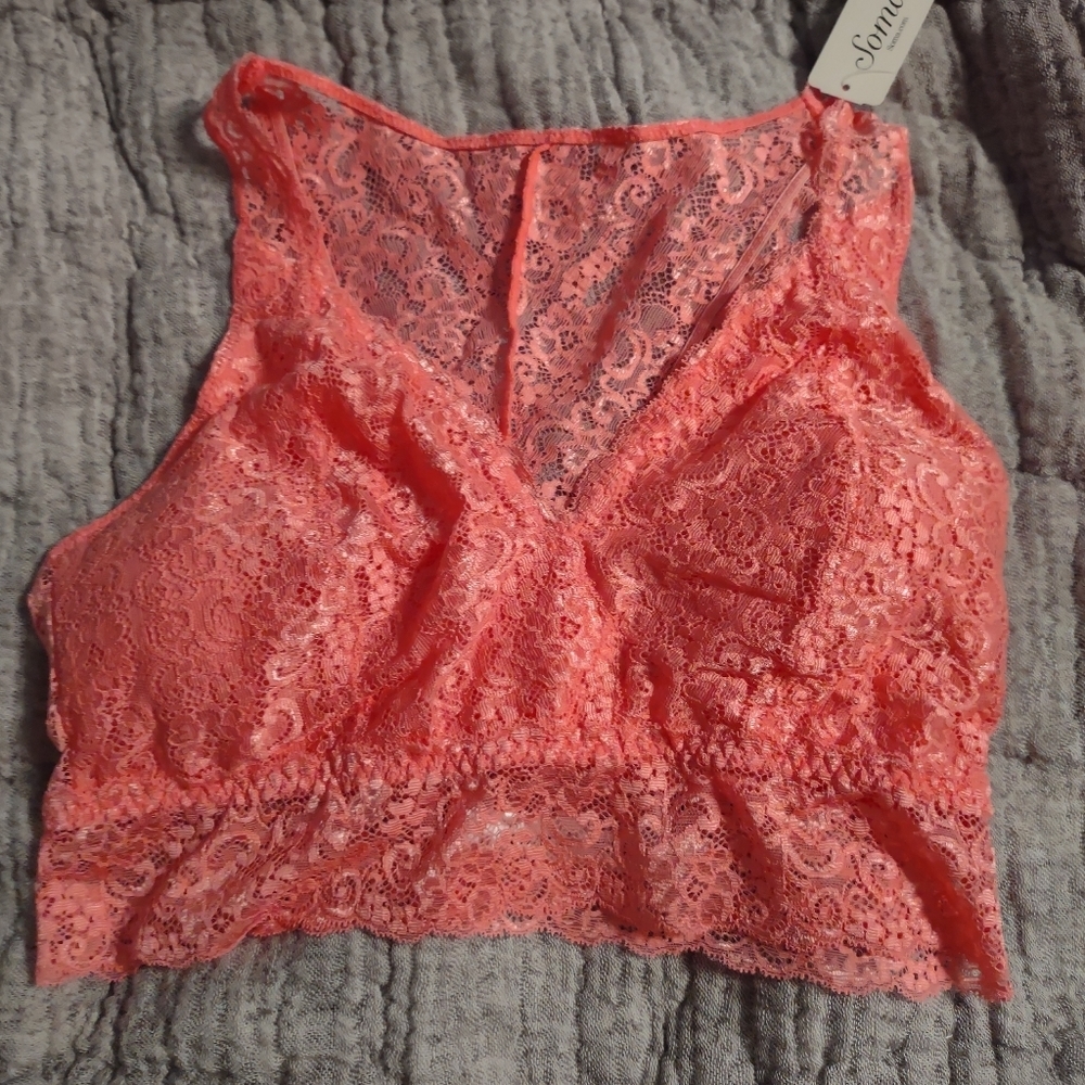 𝅺NWT Soma Large pink peach  lace bralette - L